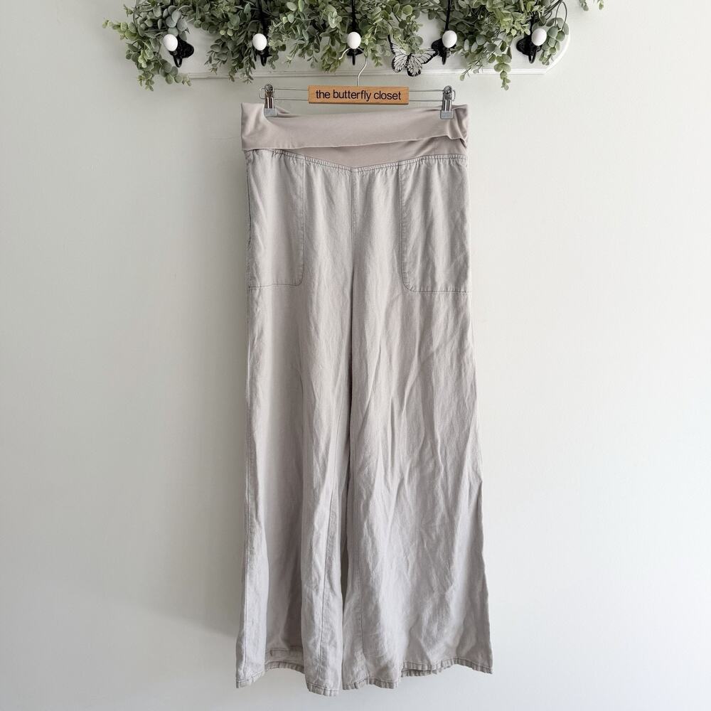 Anthropologie Hei Hei Linen Wide Leg Fold over Waist Pants Medium N5802